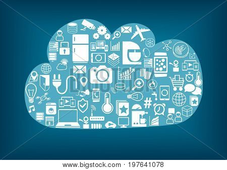 Smart home cloud computing technology background with icons