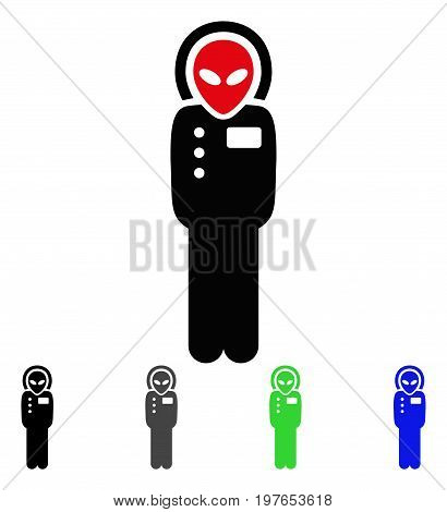 Alien Visitor Skafandr flat vector icon. Colored alien visitor skafandr gray, black, blue, green icon versions. Flat icon style for graphic design.
