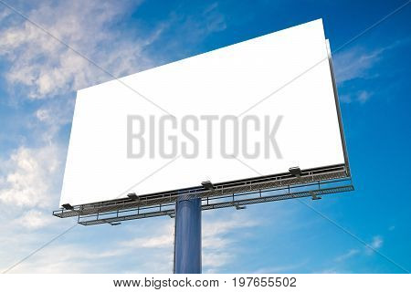 Large Billboard Against Blue Sky. 3D Rendered Illustration.