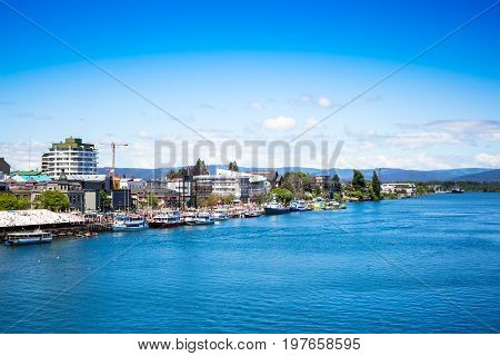 Valdivia view and Calle-Calle River in Chile