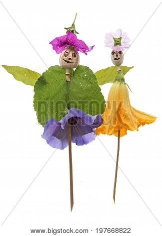 dolls from poppy heads and leaves and flowers - art craft