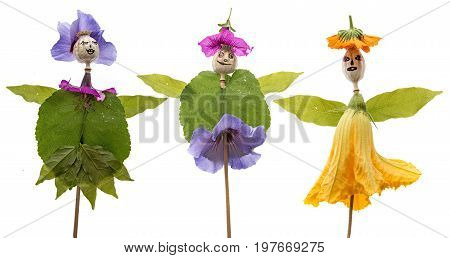 dolls from poppy heads and flowers - art from nature