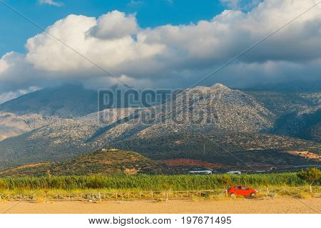 Beautiful Mountain Landscape Of Crete Near Malia, Greece