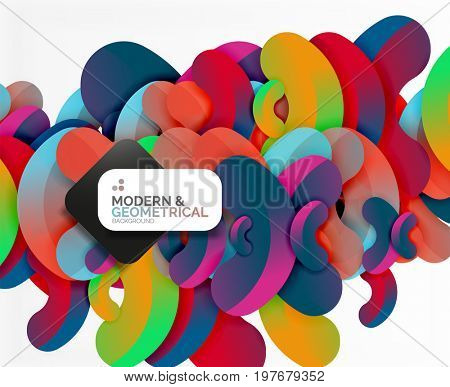 Abstract color geometric round shapes on white - elements with shadow, colorful composition