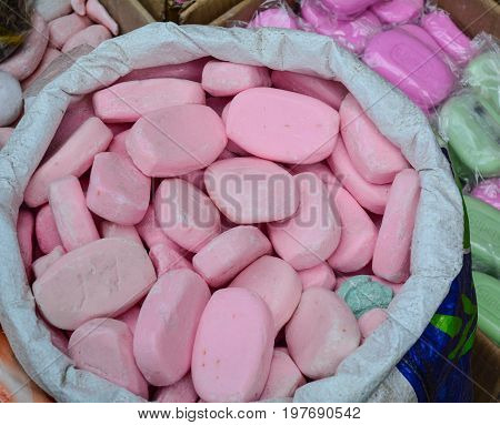 Soap For Sale At Street Market In India
