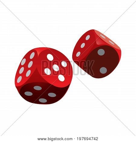 Red dice icon isolated on background. Red dice casino. Vector stock.