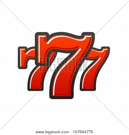 Triple lucky seven red isolated on background. Vector stock.