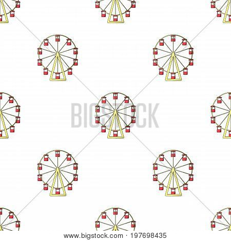 The wheel is in the amusement park. Slow attraction to explore the city.Amusement park single icon in cartoon style vector symbol stock web illustration.