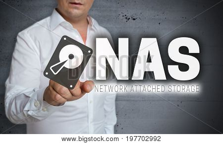 NAS touchscreen is operated by man concept