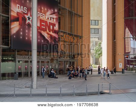 BERLIN GERMANY - JULY 30 2017: Participants of German TV Talent Show Das Supertalent In Front of Stage Theater At Potsdamer Platz In Berlin