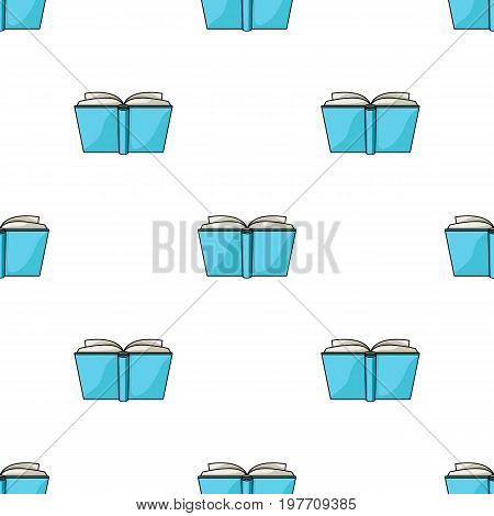 Blue opened book icon in cartoon design isolated on white background. Books symbol stock vector illustration.