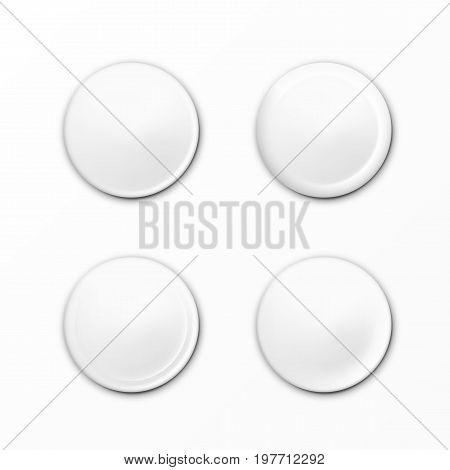 Blank White Glossy Badge Or Web Button Set. EPS10 Vector