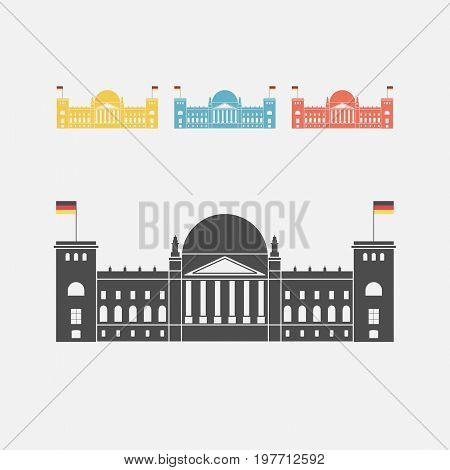 Facade view of the Reichstag Bundestag building in Berlin, Germany. Vector sign for web graphics.