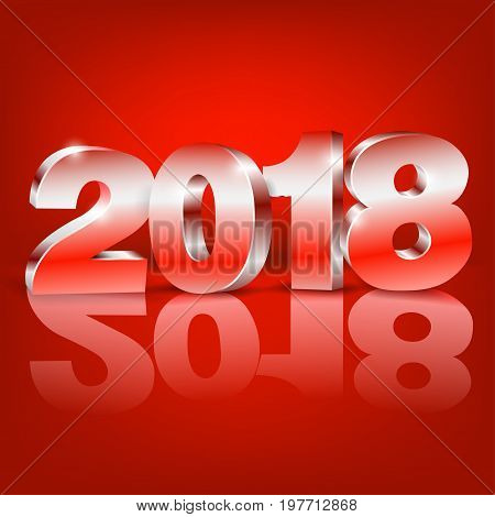 New Year 2018 banner or card template with 3D numbers. vector