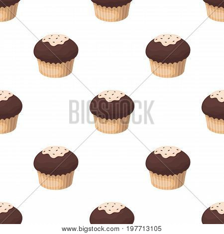 Chocolate cupcake icon in cartoon design isolated on white background. Chocolate desserts symbol stock vector illustration.