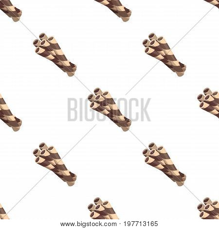 Chocolate wafer straws icon in cartoon design isolated on white background. Chocolate desserts symbol stock vector illustration.