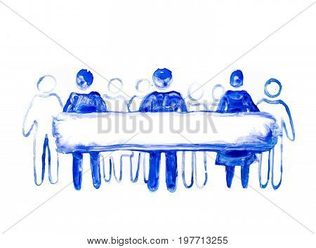 Abstract people holding banner for text. Made of beautiful watercolour effects. Watercolour textured collection.
