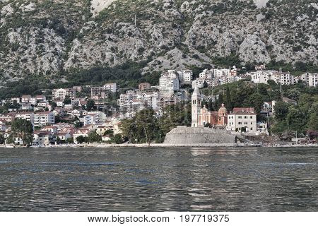 Small Town Dobrota On The Shore Of The Kotor Bay