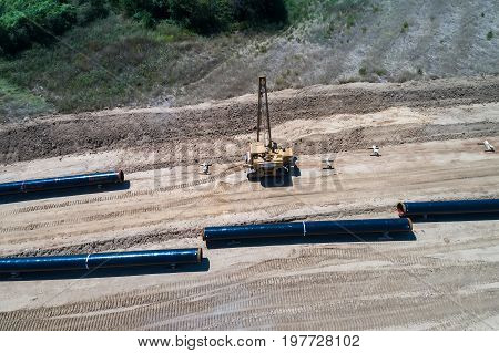 Construction Of Gas Pipeline Trans Adriatic Pipeline - Tap In North Greece. The Pipeline Starts From