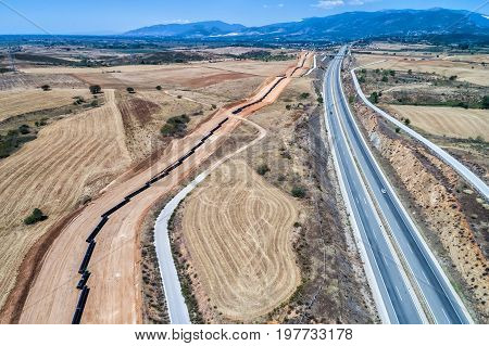 Construction Of Gas Pipeline Trans Adriatic Pipeline - Tap In North Greece. The Pipeline Starts From