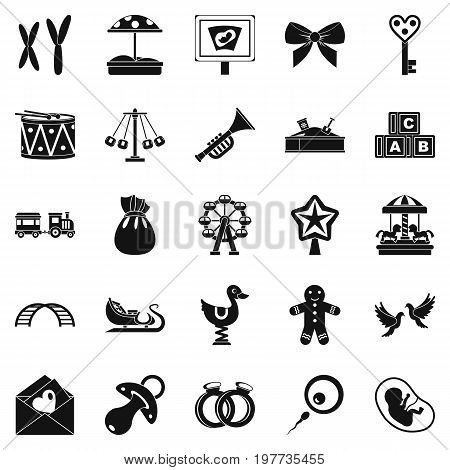 Bairn icons set. Simple set of 25 bairn vector icons for web isolated on white background