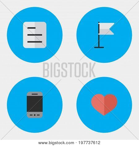 Elements Banner, Mobile Phone, Heart And Other Synonyms Love, Document And Smartphone.  Vector Illustration Set Of Simple Design Icons.