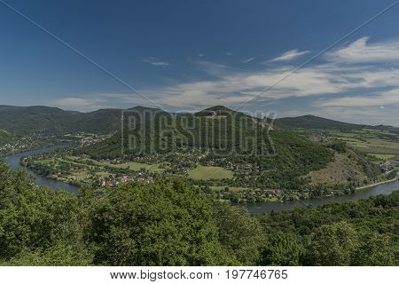 Valley of river Labe in north Bohemia in the middle of summer