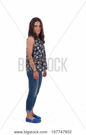Woman Walking On A White Background