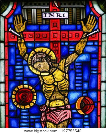 Stained Glass In Worms - Jesus On The Cross