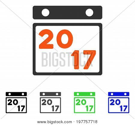 2017 Calendar Page flat vector icon. Colored 2017 calendar page gray, black, blue, green icon variants. Flat icon style for graphic design.