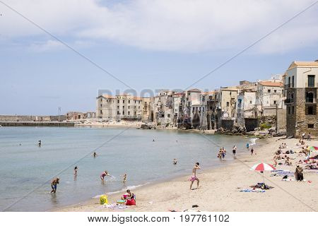 Beach in The Old Town Cefalu - Sicily Italy - May 22nd 2017