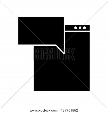 template computer with speech bubble vector illustration design