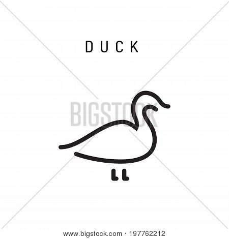duck icon vector outline silhouette isolated on white background