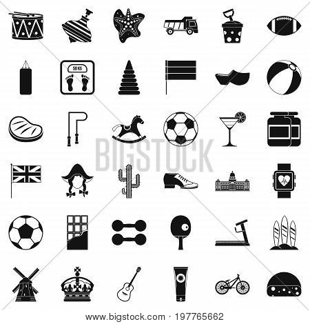 Country icons set. Simple style of 36 country vector icons for web isolated on white background