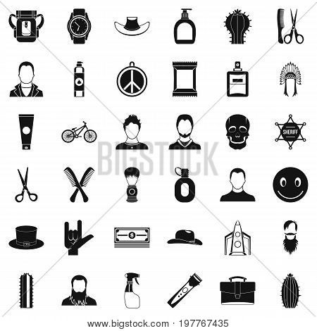 Barber shop icons set. Simple style of 36 barber shop vector icons for web isolated on white background