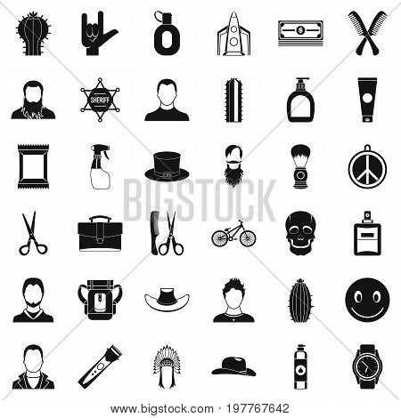 Cutting hair icons set. Simple style of 36 cutting hair vector icons for web isolated on white background