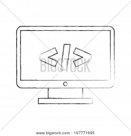 computer desktop with progamming language vector illustration design