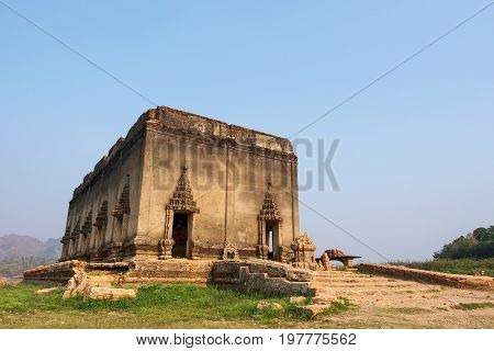 Old Buddha in Ancient Temple Sangklaburi Kanchanaburi Kanchanaburi Thailand