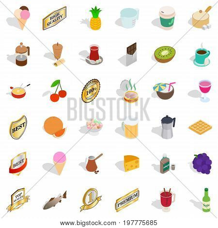 Best drink icons set. Isometric style of 36 best drink vector icons for web isolated on white background