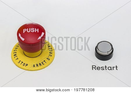 Red Emergency Stop And Black Reset Button