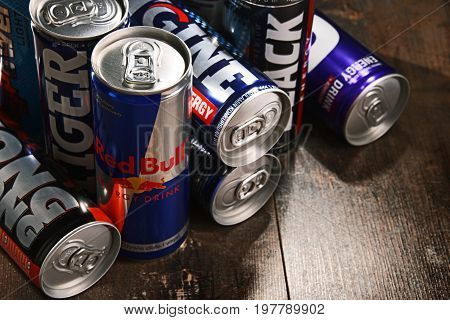 Cans Of Assorted Global Energy Drink Products