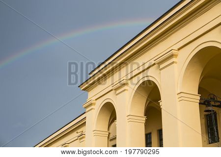 Koblenz Ehrenbreitstein Fortress Detail With Rainbow