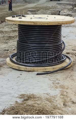 Industrial Underground Cable On Large Wooden Reel 2