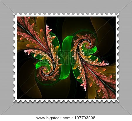 Computer Generated Fractal Artwork Stamp Template