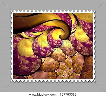 Computer Generated Fractal Artwork Stamp Template