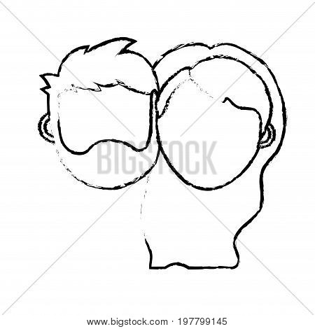 figure couple lover head with closed eyes and hairstyle vector illystration