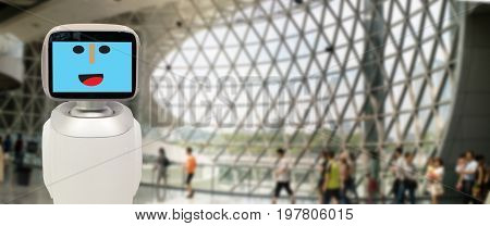 robotic advisor technology concept a futuristic robot advisor using in many industrial like transportation financial business engineering construction agriculture and etc