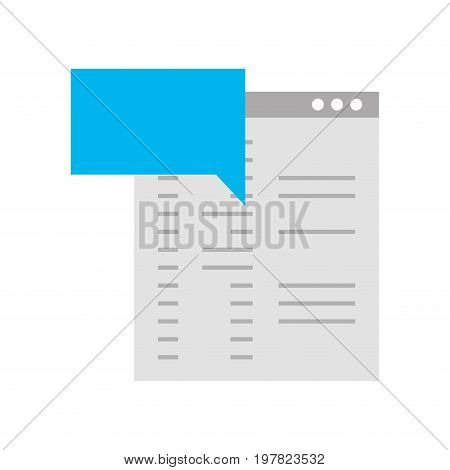 template computer with speech bubble vector illustration design