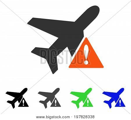 Airplane Error flat vector pictogram. Colored airplane error gray black blue green pictogram variants. Flat icon style for application design.