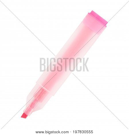 The pink hilighter on white background .